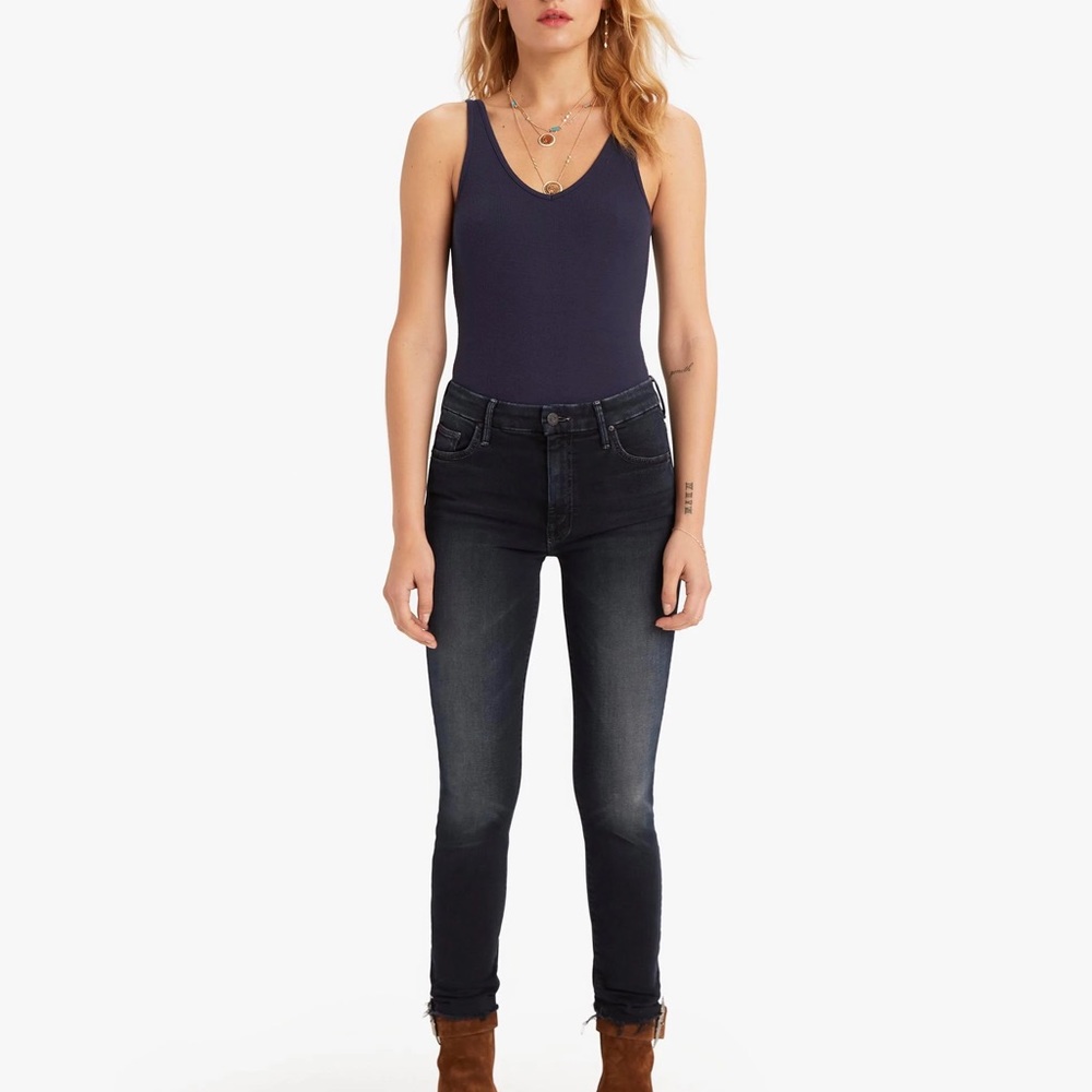 MOTHER High Waisted Looker Ankle Fray in Last Call